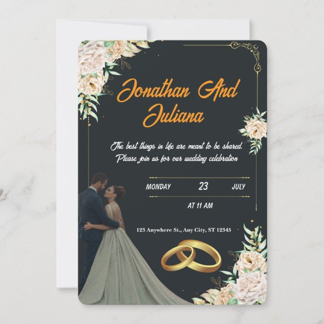 Romantic Script Wedding Invitation (Front)
