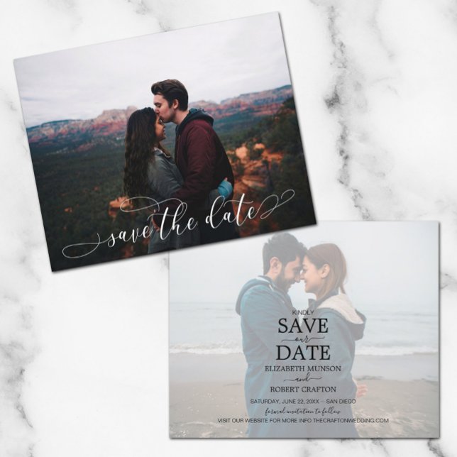 Romantic Script Wedding Photo Save the Date (Creator Uploaded)