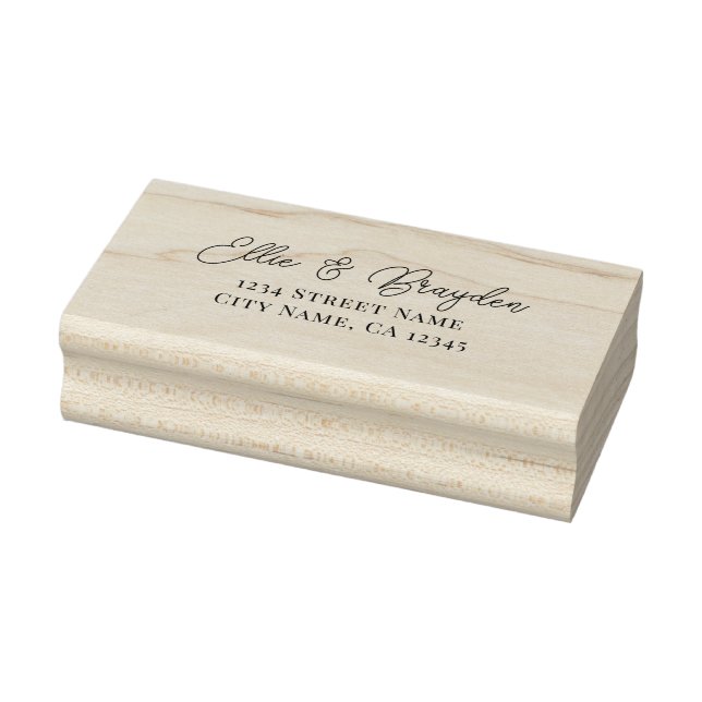 Romantic Script Wedding Return Address Rubber Stam Rubber Stamp (Stamp)