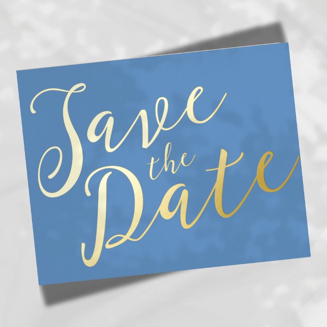 Romantic Script Wedding Save The Date Postcard (Announce your wedding in style with this Modern Foil Save the Date card. )