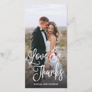 Romantic Script Wedding Thank You Photo Card