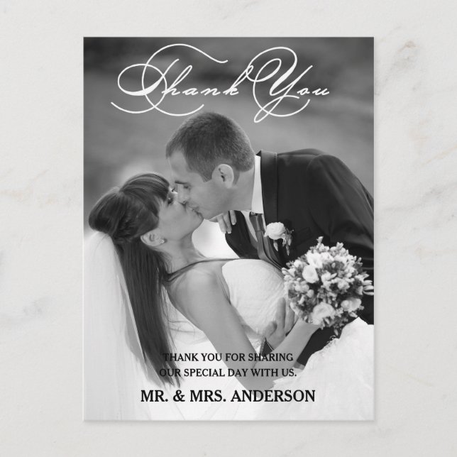 Romantic Script | Wedding Thank You Postcard (Front)