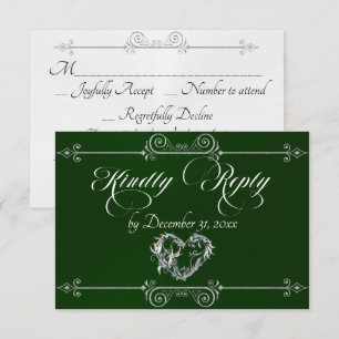 Romantic Scroll Heart - Emerald RSVP Card
