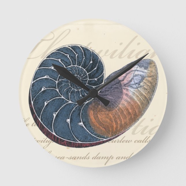 Romantic Seashell Round Clock (Front)