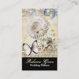 romantic seashells butterfly botanical business card
