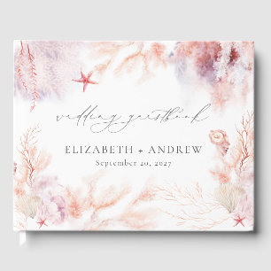 Romantic Seashells Corals Underwater Life Wedding Guest Book