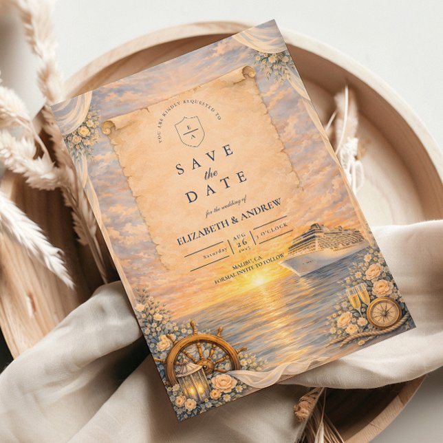 Romantic Seaside Cruise Wedding Save The Date (Creator Uploaded)