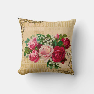Romantic sepia design red roses vintage on cushion