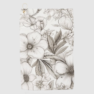 Romantic Sepia Floral Ivory Vintage Blossom Golf Towel