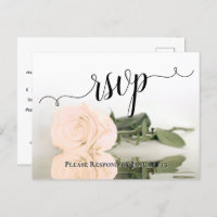 Romantic Sepia Peach Reflecting Rose Wedding RSVP