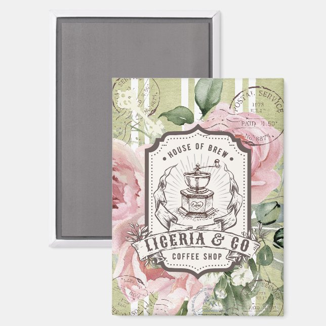 Romantic Shabby Chic French decor Botanical Magnet (Front/Back)