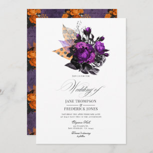 Romantic Shabby-Chic Gothic Floral Wedding Invitation