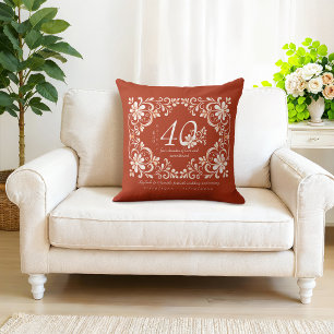 Romantic Shabby Chic Red Rust 40th Anniversary Cushion