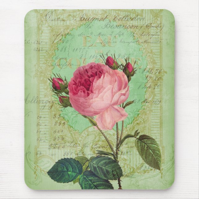 Romantic Shabby Chic Rose Victorian Style Mousepad (Front)