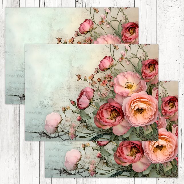 ROMANTIC SHABBY ROSES DECOUPAGE TISSUE PAPER (ROMANTIC SHABBY ROSES DECOUPAGE TISSUE PAPER)