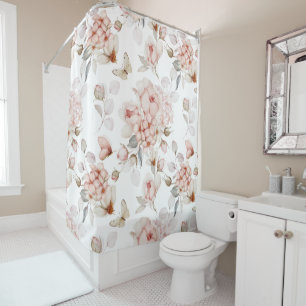 Romantic Shower Curtain with Floral Pattern