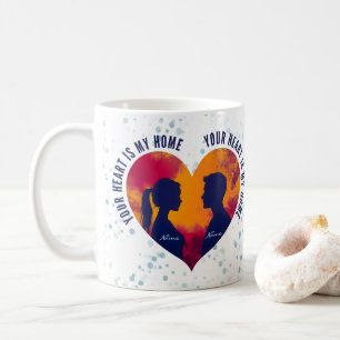 Romantic Silhouette Couple Your Heart Is My Home  Coffee Mug