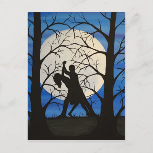 Romantic silhouette dancers postcard