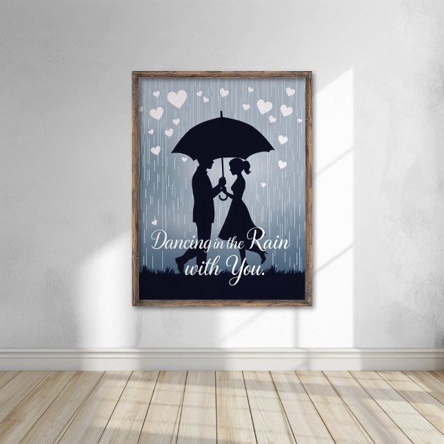 Romantic Silhouette Dancing in the Rain Poster (Creator Uploaded)
