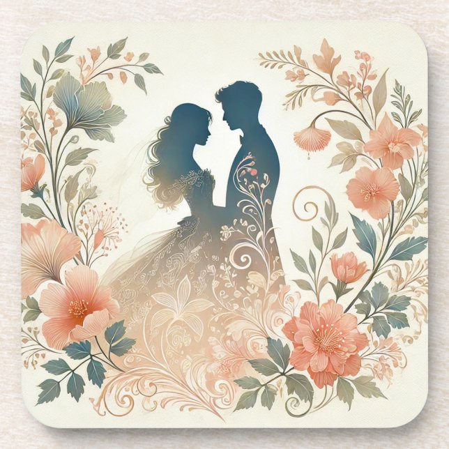 Romantic Silhouette of a Couple Coaster (Front)