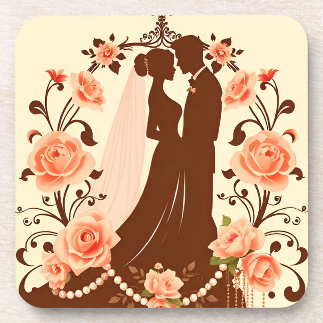 Romantic Silhouette of a Couple Coaster (Front)
