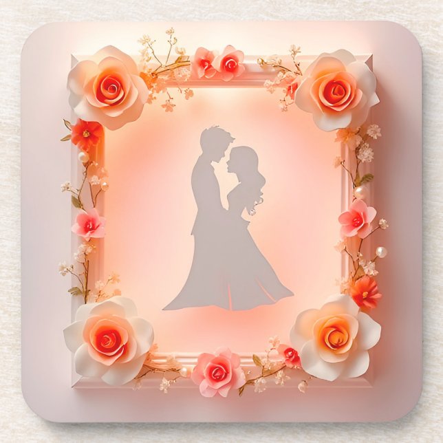 Romantic Silhouette of a Couple Coaster (Front)