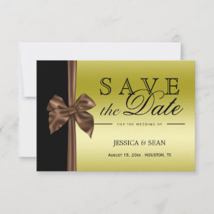 Romantic Silk Bow Gold & Black Save The Date
