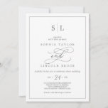 Romantic Silver Calligraphy Monogram Wedding Invitation<br><div class="desc">This romantic silver calligraphy monogram wedding invitation is perfect for a simple wedding. The modern classic design features fancy swirls and whimsical flourishes with gorgeous elegant hand lettered faux silver foil typography. Please Note: This design does not feature real silver foil. It is a high quality graphic made to look...</div>