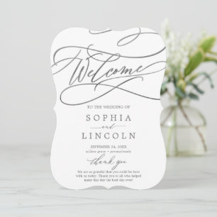 Romantic Silver Calligraphy Wedding Program