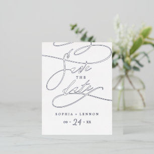 Romantic Silver Foil Calligraphy Save the Date Foil Invitation Postcard