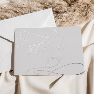Romantic Silver Foil   Grey Wedding Thank You Card