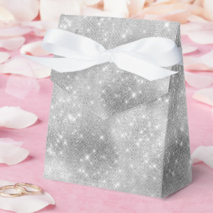 Romantic Silver Sparkle Bridal Shower Favour Box