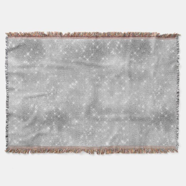 Romantic Silver Sparkle Throw Blanket (Front)
