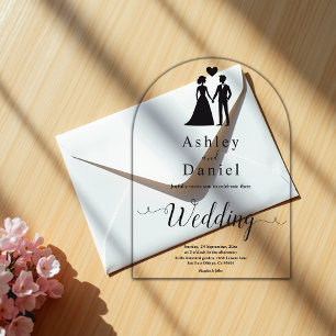 Romantic Simple Black And White Elegant Wedding Acrylic Invitations