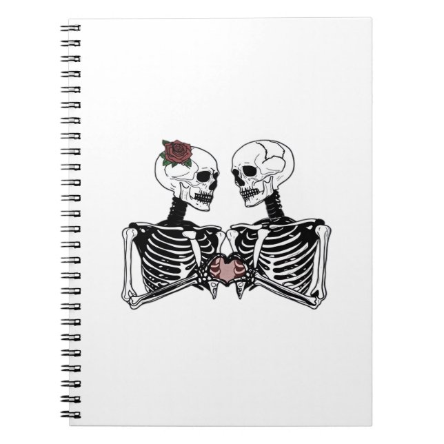 Romantic Skeleton Couple – Gothic With Heart Hands Notebook (Front)