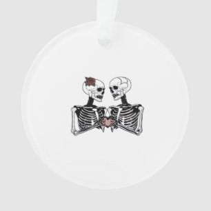Romantic Skeleton Couple Gothic With Heart Hands Ornament