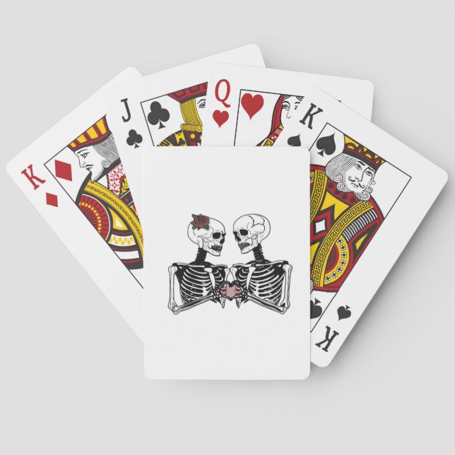 Romantic Skeleton Couple – Gothic With Heart Hands Playing Cards (Back)
