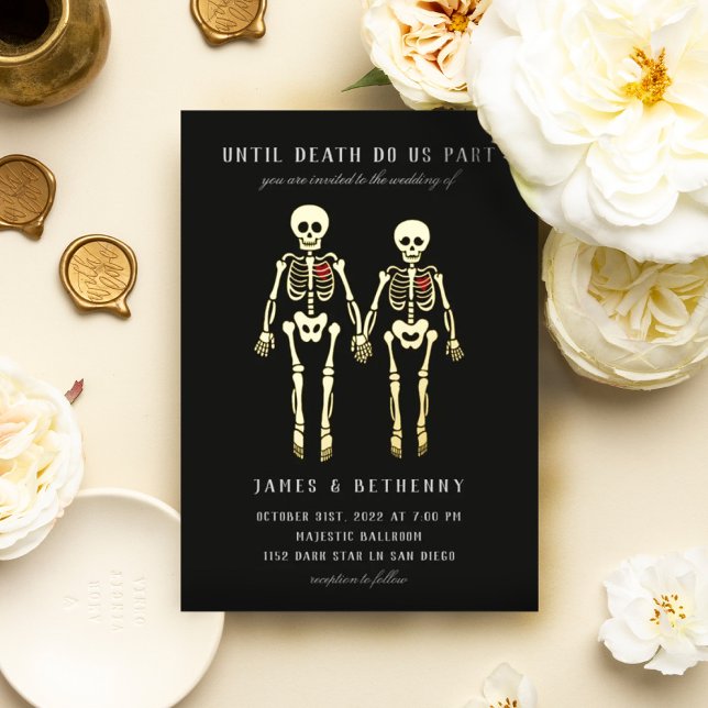 Romantic Skeletons Foil Invitation (Creator Uploaded)