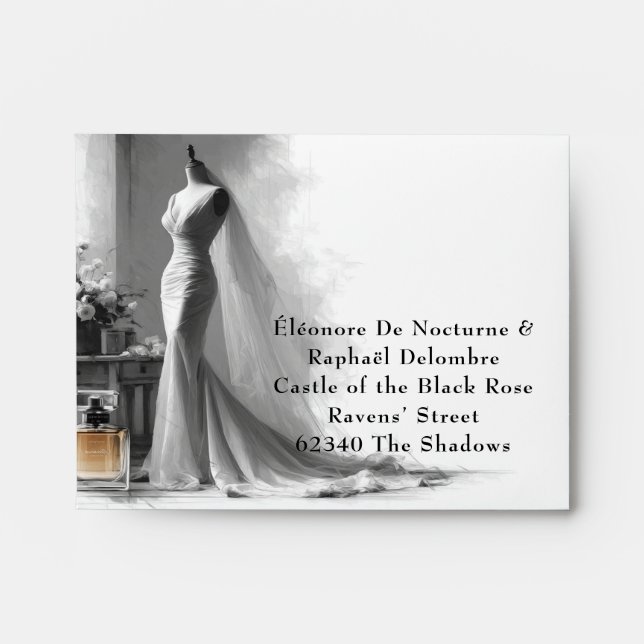 Romantic Sketch Wedding Envelope Vintage Perfume (Front)