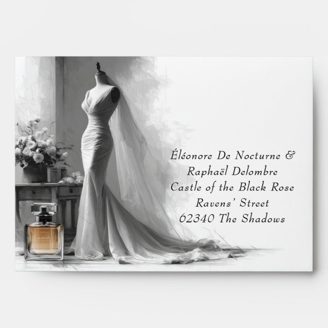 Romantic Sketch Wedding Envelope Vintage Perfume (Front)