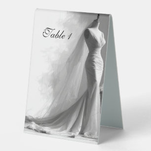 Romantic Sketch Wedding Table Number Card with Per
