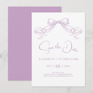 Romantic Sketched Bow   Lilac Background  Save The Date