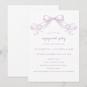 Romantic Sketched Bow   Lilac Engagement Party Invitation