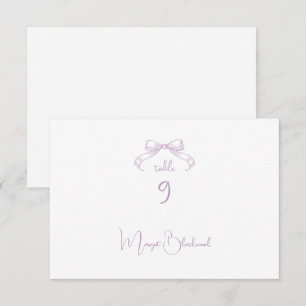 Romantic Sketched Bow Lilac Guest Name Place Card