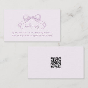 Romantic Sketched Bow   Lilac QR Website RSVP Enclosure Card