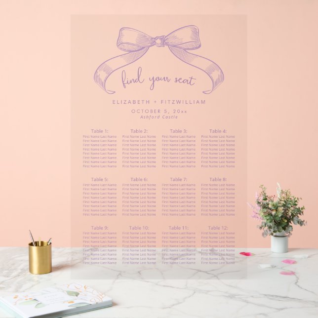 Romantic Sketched Bow | Lilac Seating Chart (Wedding)