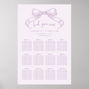 Romantic Sketched Bow   Lilac Seating Chart Poster
