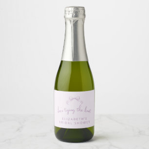Romantic Sketched Bow Lilac She’s Tying The Knot Sparkling Wine Label