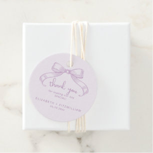 Romantic Sketched Bow   Lilac Thank You  Favour Tags