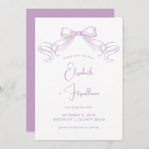 Romantic Sketched Bow Lilac Tie The Knot Save The Date